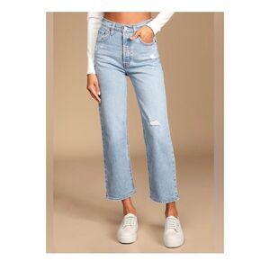 Levis Ribcage Straight Ankle 18W Button Fly Distressed Light Wash Jeans #780